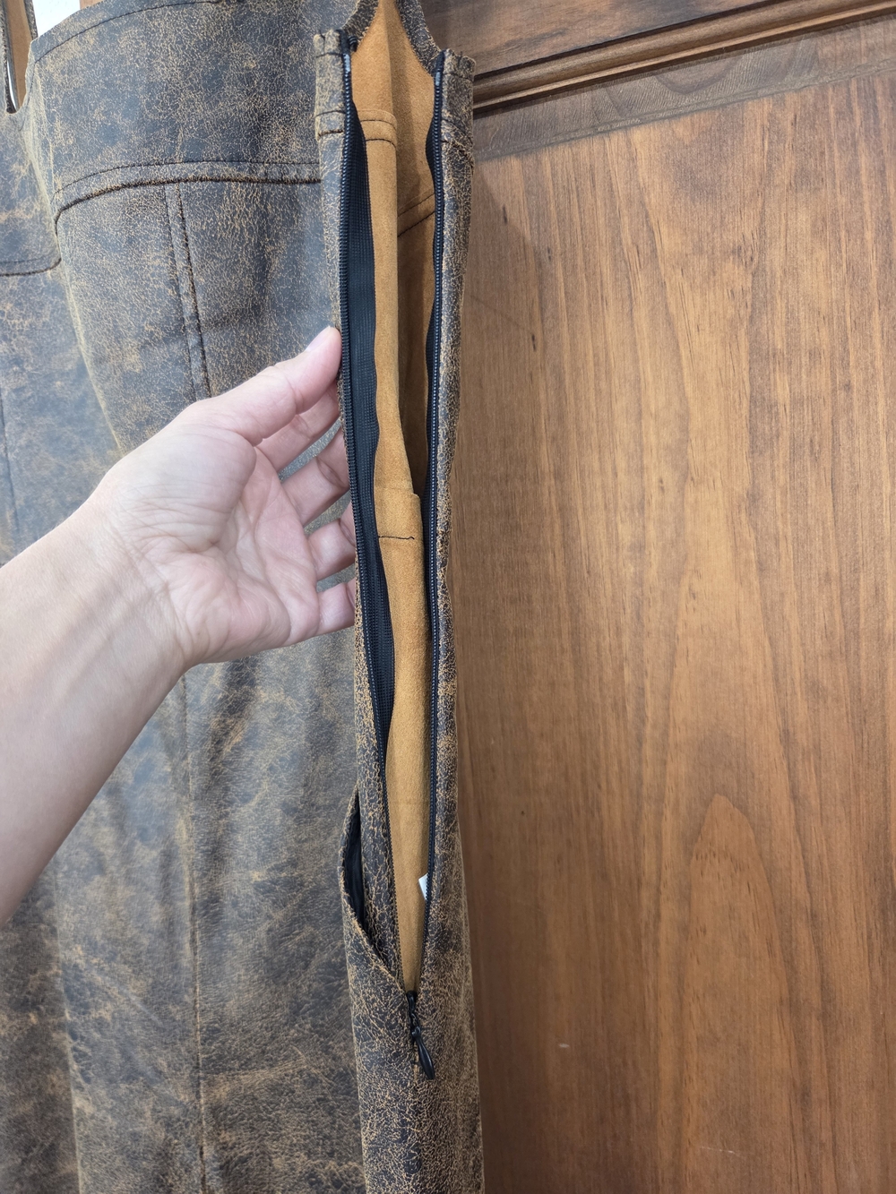 Forever 21 Brown Faux-Leather Wide-Leg Jumsuit (New) - Picture 4 of 8